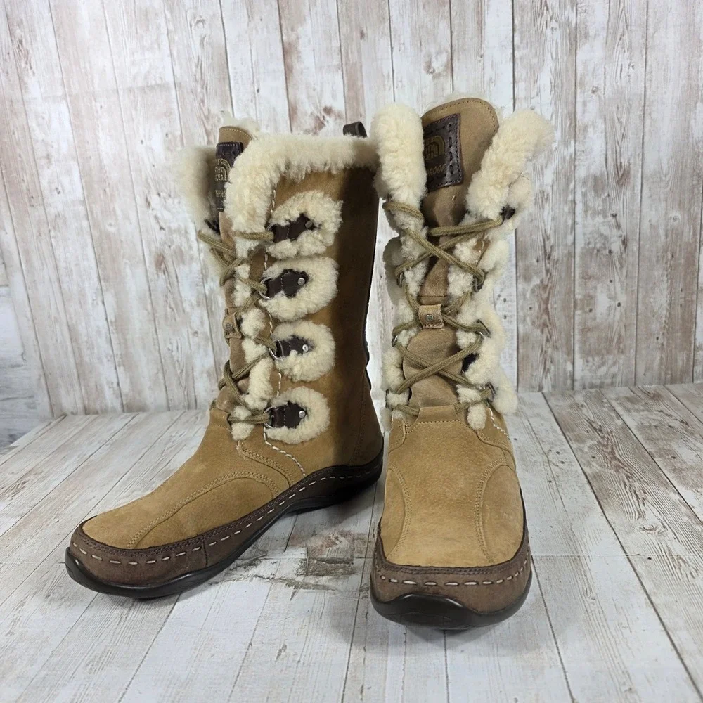The North Face Women Tan Suede Waterproof Primaloft Winter Boots ACQBF33 Size 8‎